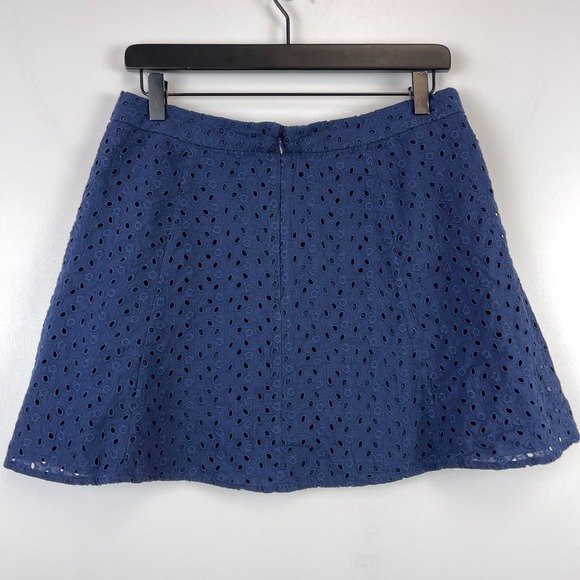 Reformation (10) High Waist Mini Eyelet A-Line Skirt Cotton Blue - Picture 4 of 9